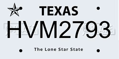 HVM2793 Texas License Plate