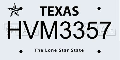 HVM3357 Texas License Plate