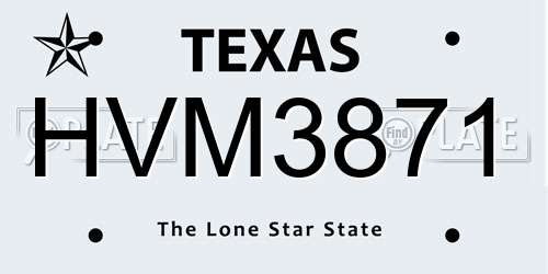 HVM3871 Texas License Plate