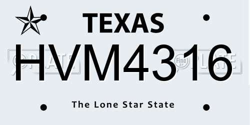 HVM4316 Texas License Plate