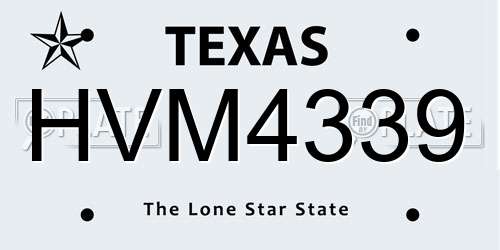 HVM4339 Texas License Plate
