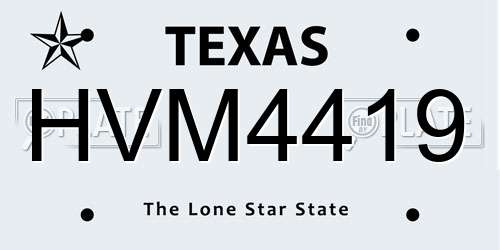 HVM4419 Texas License Plate