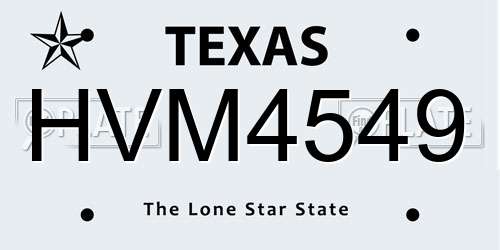 HVM4549 Texas License Plate