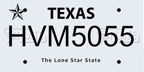 HVM5055 Texas License Plate