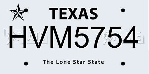 HVM5754 Texas License Plate