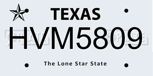 HVM5809 Texas License Plate