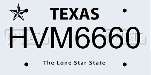 HVM6660 Texas License Plate