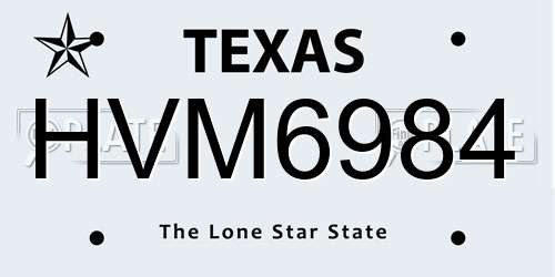 HVM6984 Texas License Plate