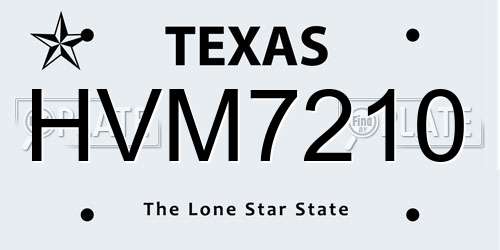 HVM7210 Texas License Plate