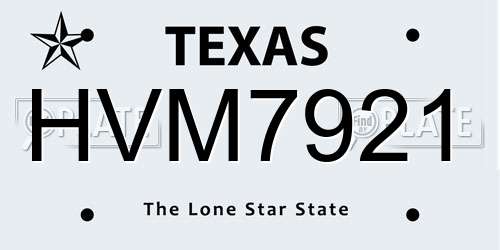 HVM7921 Texas License Plate