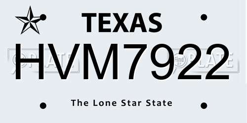 HVM7922 Texas License Plate
