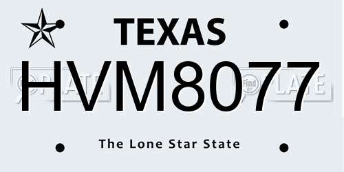 HVM8077 Texas License Plate