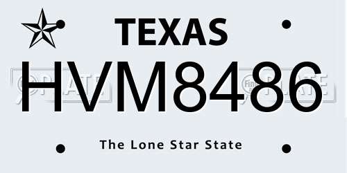 HVM8486 Texas License Plate