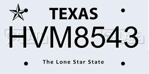 HVM8543 Texas License Plate