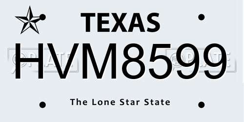 HVM8599 Texas License Plate