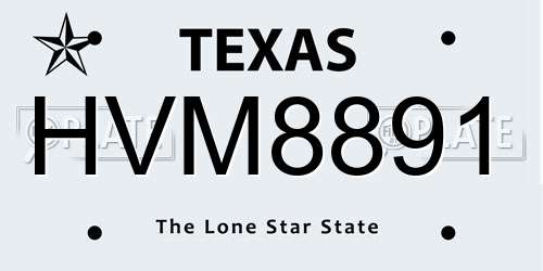 HVM8891 Texas License Plate
