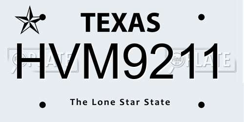 HVM9211 Texas License Plate