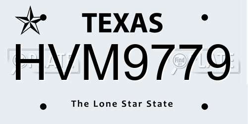 HVM9779 Texas License Plate
