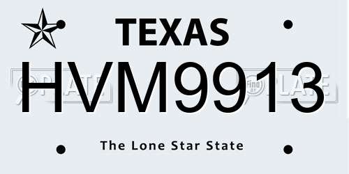 HVM9913 Texas License Plate