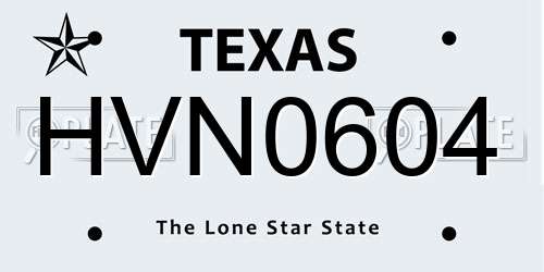HVN0604 Texas License Plate