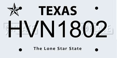 HVN1802 Texas License Plate
