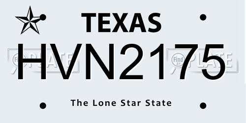 HVN2175 Texas License Plate