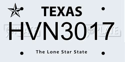 HVN3017 Texas License Plate