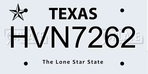 HVN7262 Texas License Plate