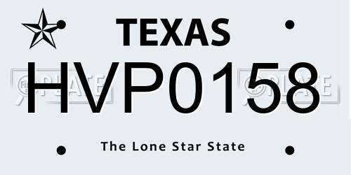 HVP0158 Texas License Plate