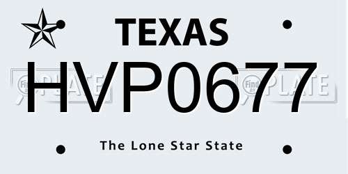 HVP0677 Texas License Plate