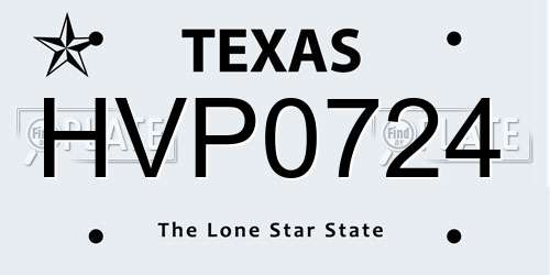 HVP0724 Texas License Plate