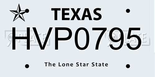 HVP0795 Texas License Plate