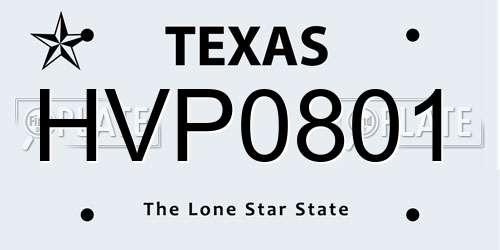 HVP0801 Texas License Plate