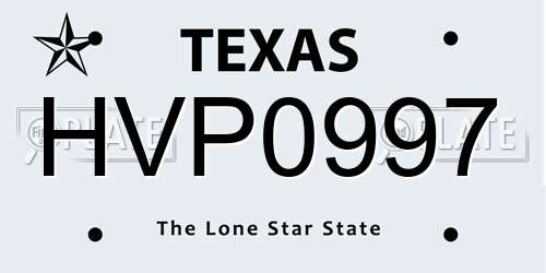 HVP0997 Texas License Plate