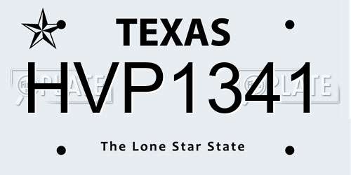 HVP1341 Texas License Plate