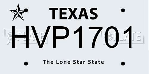 HVP1701 Texas License Plate
