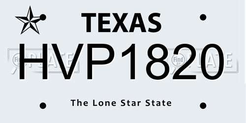 HVP1820 Texas License Plate