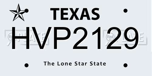HVP2129 Texas License Plate