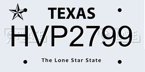 HVP2799 Texas License Plate
