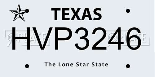 HVP3246 Texas License Plate
