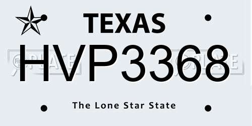 HVP3368 Texas License Plate