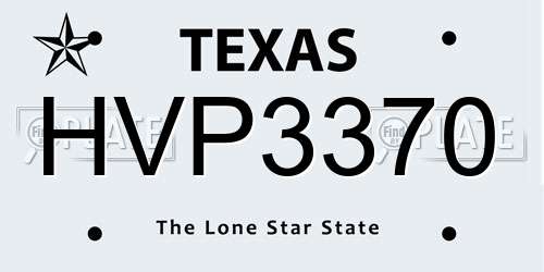 HVP3370 Texas License Plate