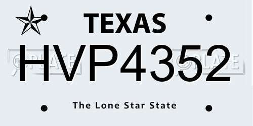 HVP4352 Texas License Plate