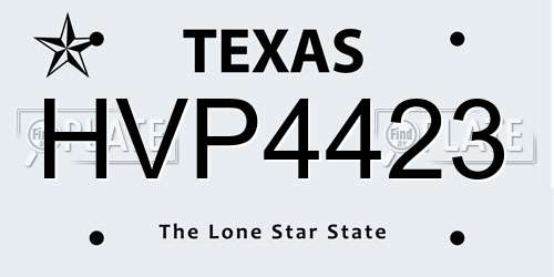 HVP4423 Texas License Plate