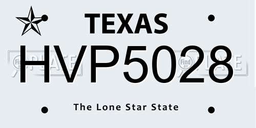 HVP5028 Texas License Plate