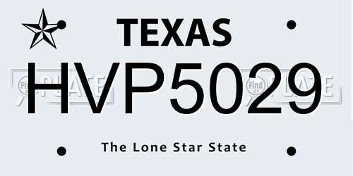 HVP5029 Texas License Plate