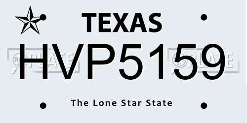 HVP5159 Texas License Plate