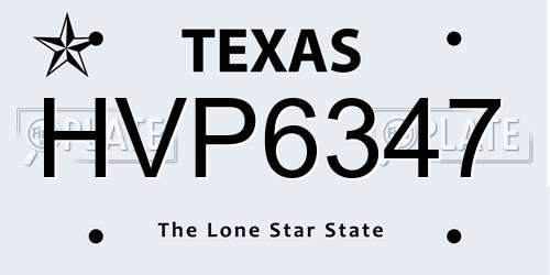 HVP6347 Texas License Plate