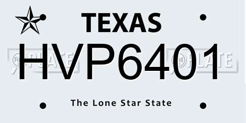 HVP6401 Texas License Plate
