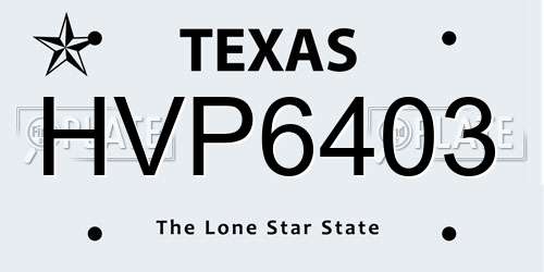 HVP6403 Texas License Plate